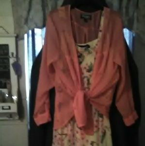 Dress with separate sheer shirt